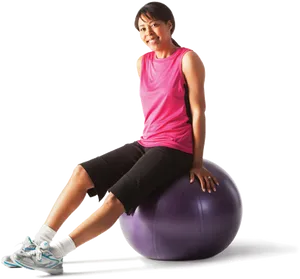 Woman Sittingon Fitness Ball
