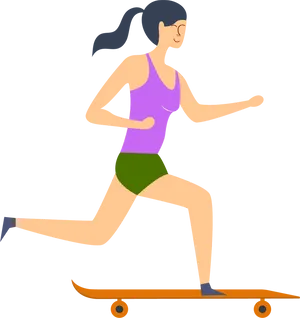 Woman Skateboarding Fitness Illustration