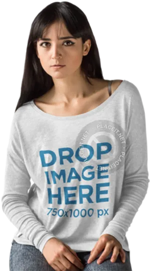 Woman T Shirt Mockup Template PNG image