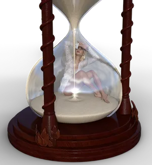 Woman Trapped In Hourglass_ Artistic Concept PNG