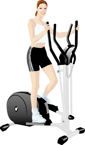 Woman Using Elliptical Trainer PNG image