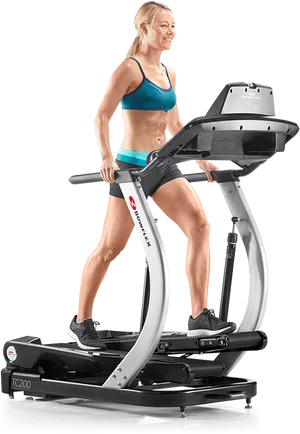 Woman Using Treadclimber Fitness Equipment