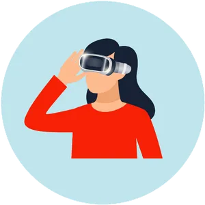Woman Using Virtual Reality Headset PNG image