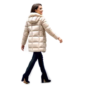 Woman Walking In Winter Coat PNG 06132024