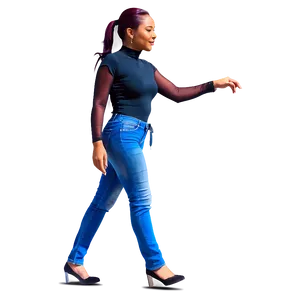 Woman Walking On Road Png Ffd PNG image