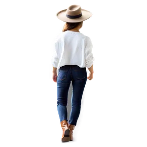 Woman Walking With Hat PNG 06132024