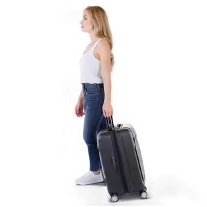 Woman Walking With Luggage PNG Rwh15