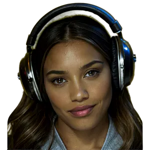 Woman With Headphones PNG Rdb49