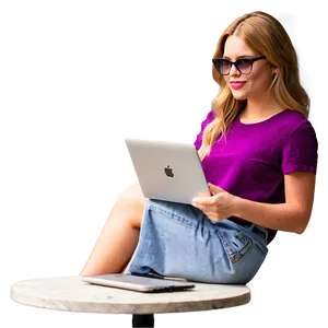 Woman With Laptop PNG 05232024