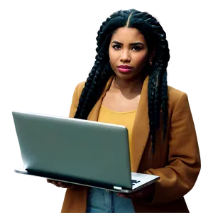 Woman With Laptop PNG Swr