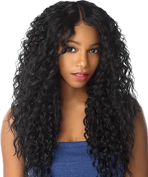 Woman_with_ Long_ Curly_ Hair PNG image