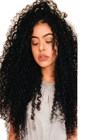 Woman_with_ Luxurious_ Curly_ Hair PNG image