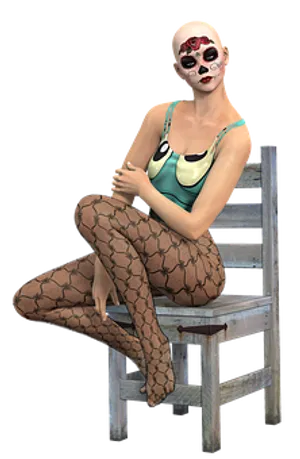 Woman_with_ Skull_ Makeup_ Sitting_on_ Chair