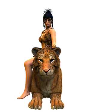 Woman_with_ Tiger_ Animated_ Character