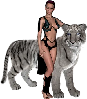Woman With White Tiger