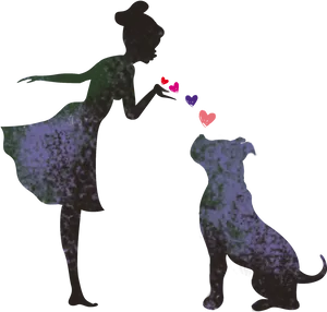 Womanand Dog Silhouette Love PNG image