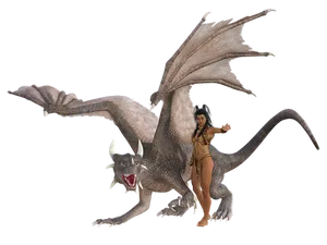 Womanand Dragon Fantasy Art