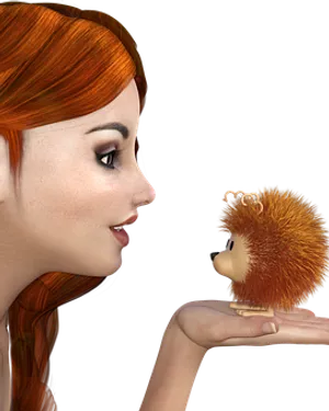 Womanand Hedgehog Encounter PNG image