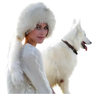 Womanand Samoyedin Harmony PNG