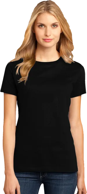 Womanin Black T Shirt PNG image