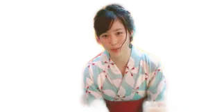 Womanin Kimono Patterned Top PNG image