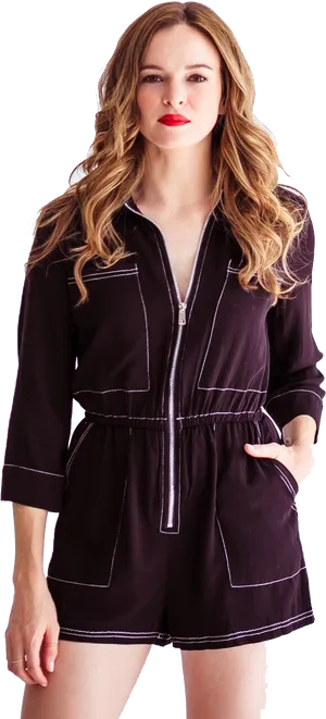 Womanin Plum Romper PNG image