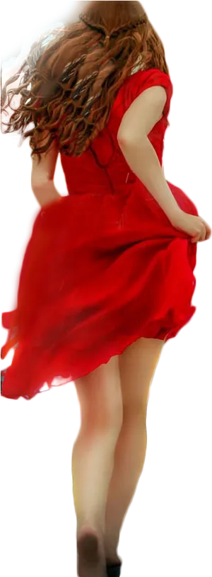Womanin Red Dress Twirling PNG image