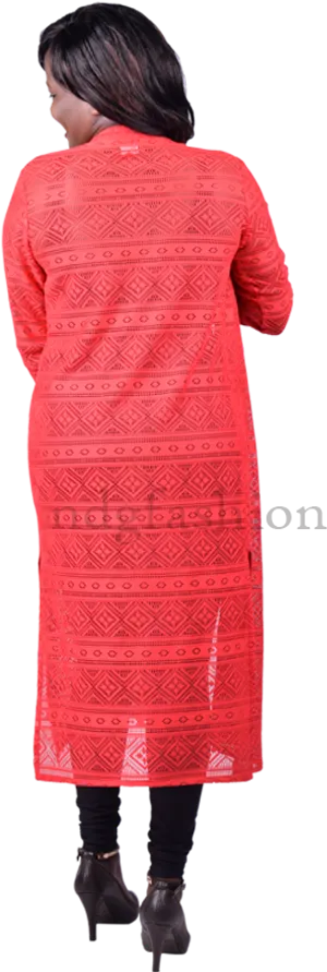 Womanin Red Dressand Black Heels PNG image