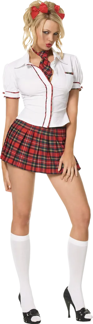 Womanin Schoolgirl Costume PNG image