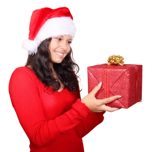 Womanwith Christmas Gift PNG
