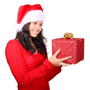 Womanwith Christmas Gift PNG image