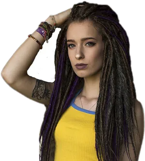 Womanwith Dreadlocksand Tattoo PNG image