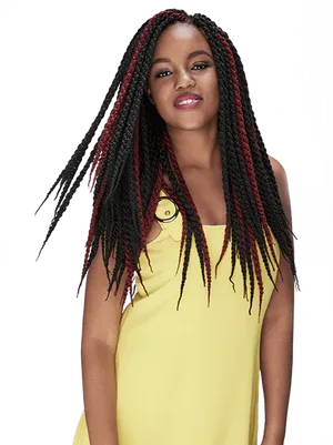 Womanwith Redand Black Dreadlocks PNG image