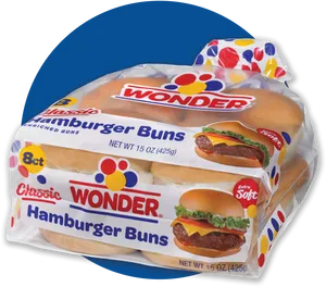 Wonder Hamburger Buns Packaging PNG image