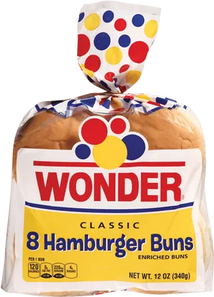 Wonder Hamburger Buns Packaging PNG image