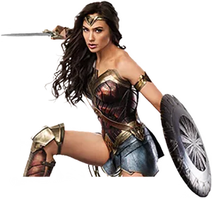Wonder Woman Action Pose PNG