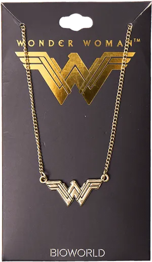 Wonder Woman Logo Necklace Bioworld Packaging PNG image