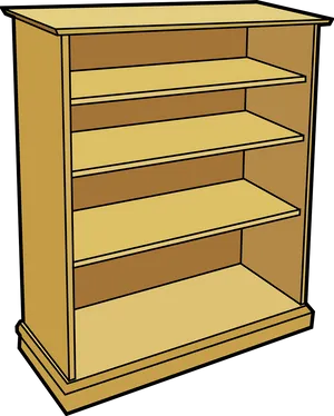 Wooden Bookshelf Illustration PNG image