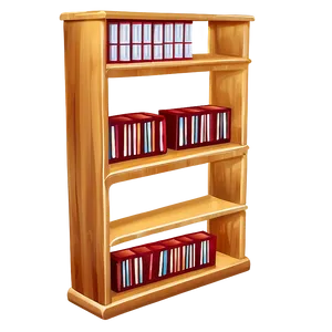 Wooden Bookshelf Illustration PNG 05242024