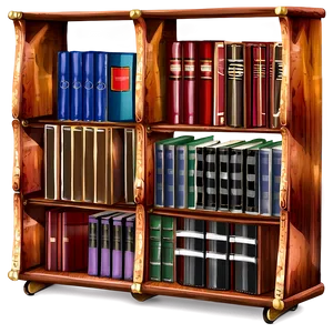 Wooden Bookshelf Illustration PNG 05242024