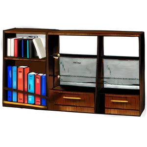 Wooden Bookshelf Illustration PNG Tjf