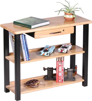 Wooden Bookshelfwith Decor Items