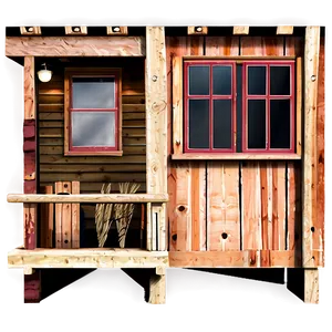 Wooden Cabin Porch View PNG Amt27