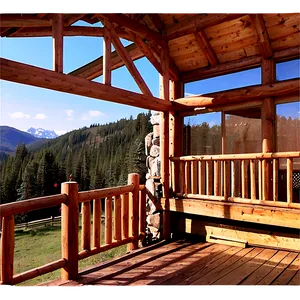 Wooden Cabin Porch View PNG Fbq