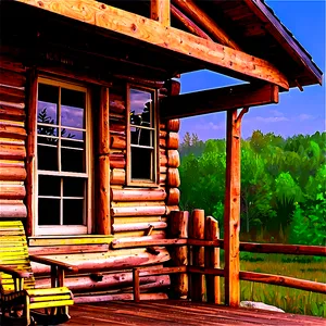 Wooden Cabin Porch View PNG Jhp