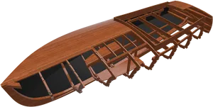 Wooden Canoe Construction Diagram PNG image