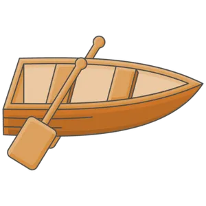 Wooden Canoewith Paddle Illustration PNG image