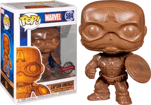 Wooden Captain America Funko Pop Special Edition PNG image