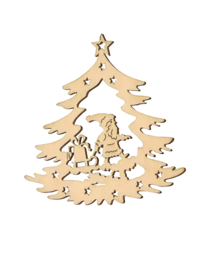 Wooden Christmas Tree Santa Claus Carving