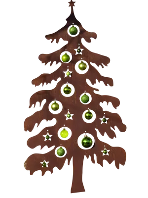 Wooden Christmas Treewith Green Ornaments